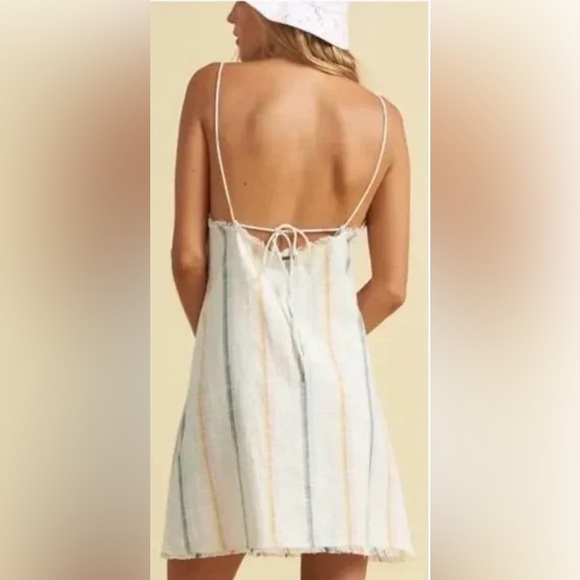 New Billabong The Salty Blonde Striped Mini Dress Size L - Picture 2 of 13